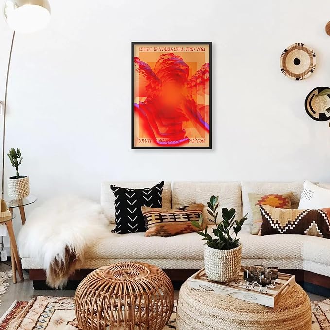 Retro Hippie Trippy Posters Vintage Red 70s 80s Wall Art Trendy Face Eye Canvas - Image 5