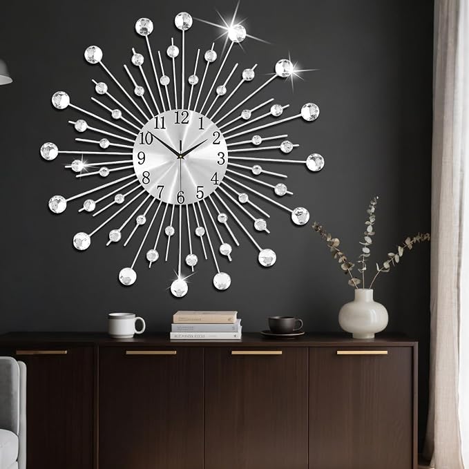 SIN&MI Large Wall Clock for Living Room Decor Non-Ticking Quiet Metal Quartz - Image 7