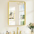 Keonjinn Gold Bathroom Mirrors for Over Sink, 22” x 30” Rounded Rectangle by Keonjinn