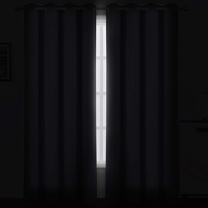 LEMOMO Grey Blackout Curtains/52 x 108 Inch/Set of 2 Panels Thermal Insulated - Image 3