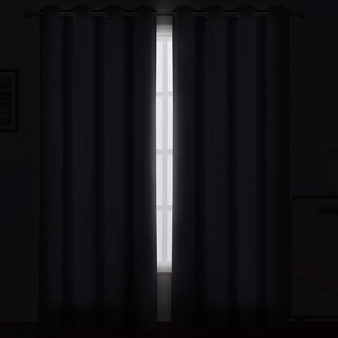 LEMOMO Blackout Curtains 66 x 84 inch/Grey Curtains Set of 2 Panels/Thermal - Image 3