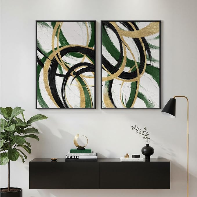 Framed Green Abstract Wall Art Set of 2 - Image 4