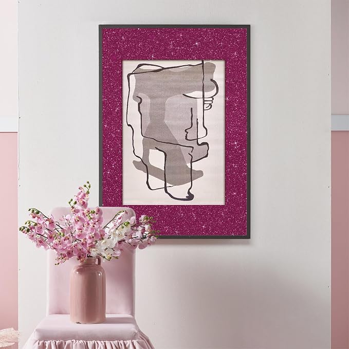 CRE8TIVE Deep Pink Glitter Wallpaper Border Peel and Stick Wall Border Stickers - Image 6