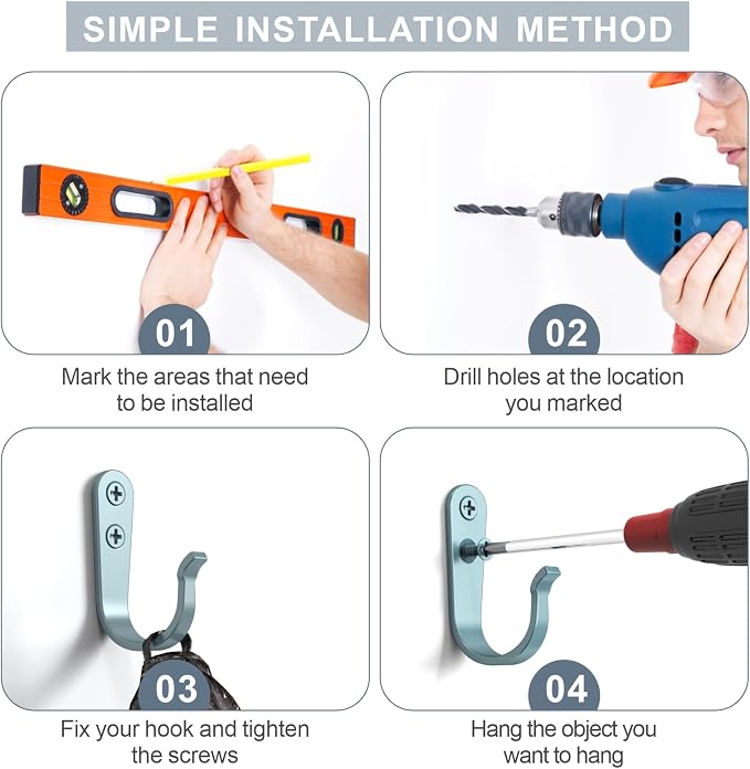 BREYDROK 20PCS Heavy Duty Metal Wall Hooks, Coat Hooks - Image 5