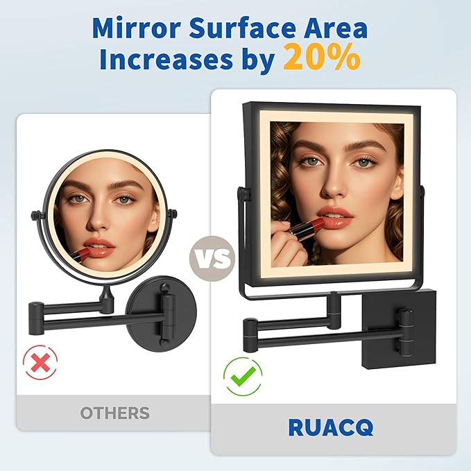 Ruacq Rechargeable Wall Mounted Makeup Mirror - Image 4