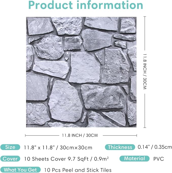 Commomy 3D Faux Stone Peel and Stick Wall Tiles - Image 7