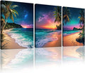 Sunset Ocean Canvas Wall Art Tropical Beach Prints Painting Palm Coconut Tree by weiyiart