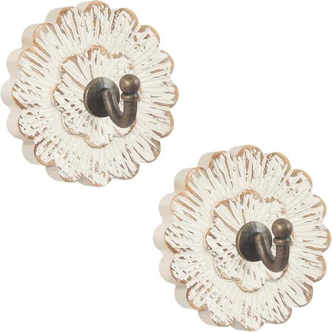 Weysat 2 Pcs Vintage Hooks for Wall Wood Farmhouse Towel Hooks Shabby Chic Wall by Weysat