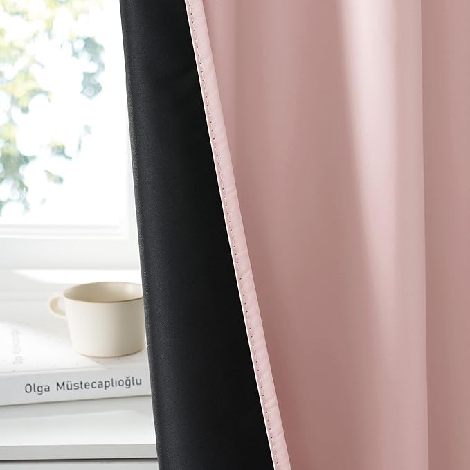 RYB HOME Bedroom Blackout Curtains 80 inches Long, 100% Blackout Thermal - Image 3