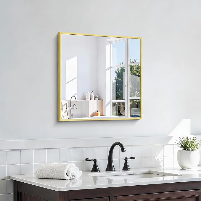 KOCUUY Gold Bathroom Mirror, HD Tempered Glass, Anti-Rust Frame, Modern Design - Image 7