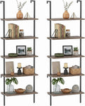 aboxoo Ladder Shelf 2PCS Open Bookshelf 5-Tier Wall-Mounted Wood Bookcase Rack by aboxoo