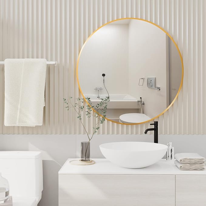 HARRITPURE Round Mirror 19.6" Gold Wall Mounted Circle Mirror by HARRITPUREHome