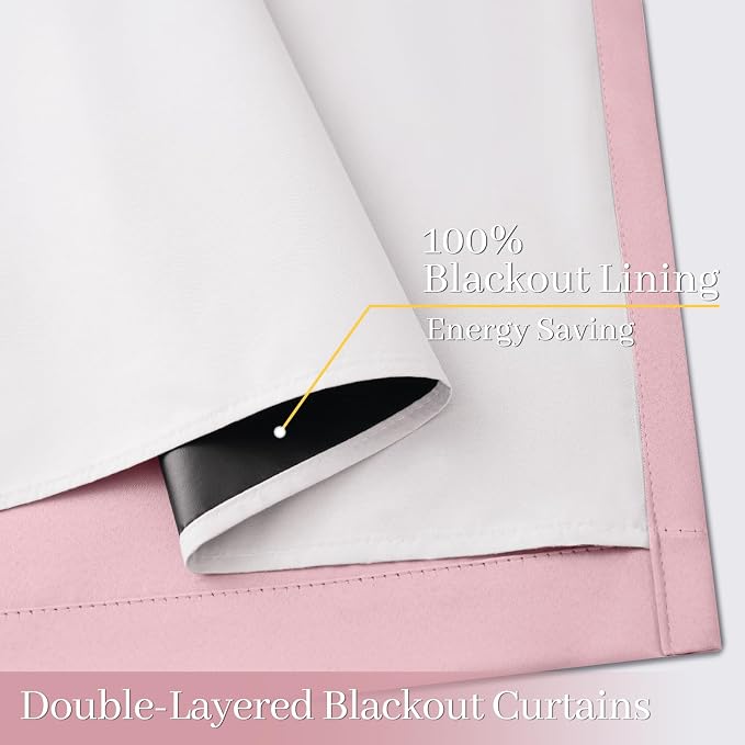 Yakamok 100% Blackout Curtain Panels 63 inches Cold and Light Blocking Drapes - Image 4