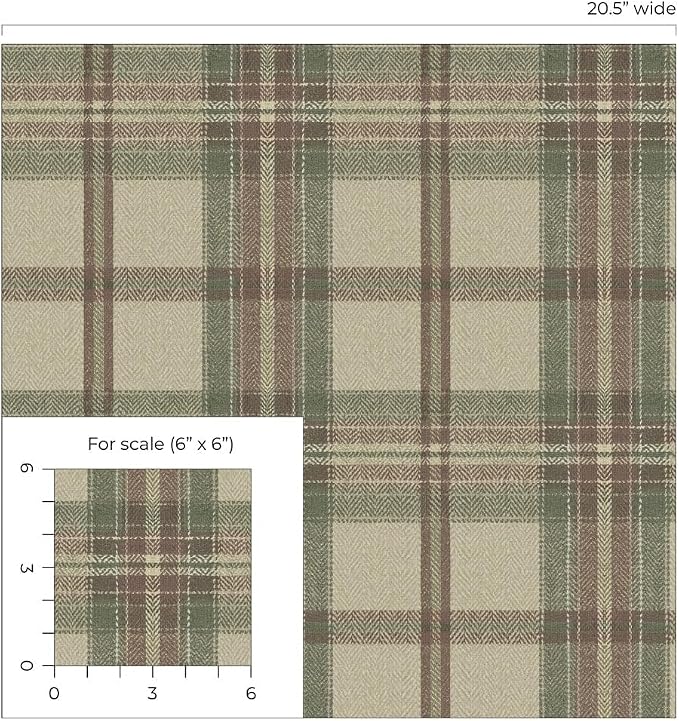 NextWall Harry & Grace Herringbone Plaid Premium Matte Non-Woven Peel and Stick - Image 8