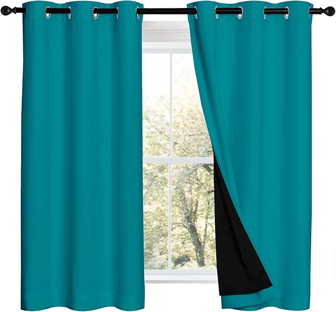 NICETOWN 100% Blackout Curtains 54 inches Long, Double-Deck Completely Blackout - Image 2
