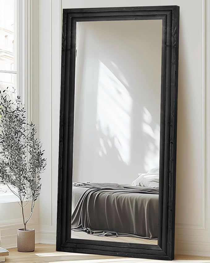 Full Length Mirror 76"x34" Solid Wood Frame Floor Large Mirror - Image 4