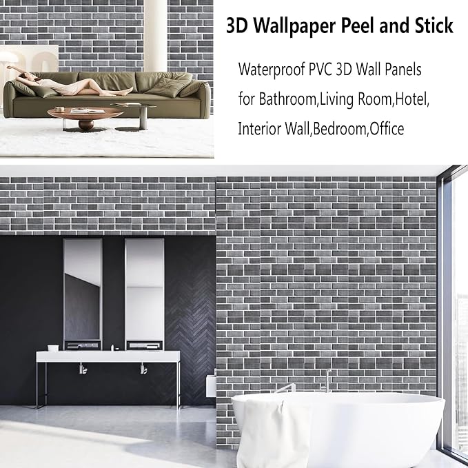 3D Wall Panels Peel and Stick, 3D Brick Wallpaper Peel and Stick, 10 Pack - Image 7