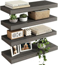 Fixwal 15.8in Floating Shelves, Rustic Wood Finish Wall Shelves Set of 4 by Fixwal