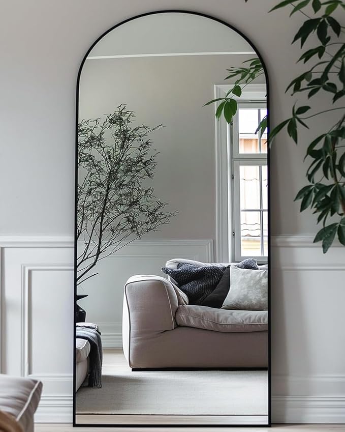 Antok 58" x21” Arched Full Length Floor Mirror, Free Standing/Wall Mount/Leaning - Image 2