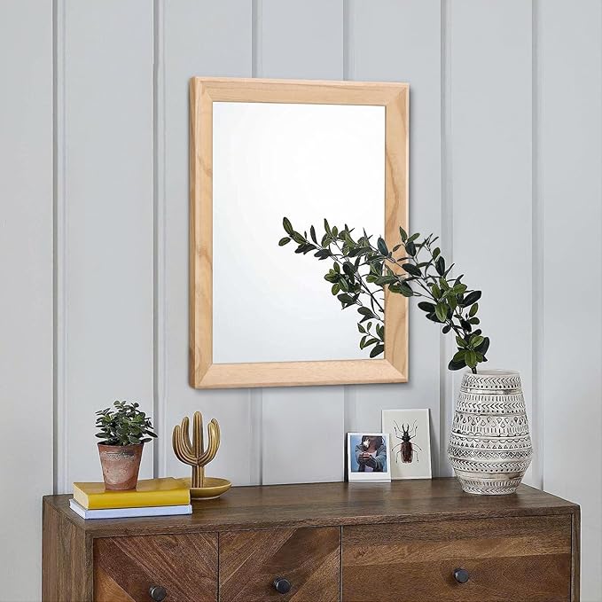 AAZZKANG Rustic Mirrors for Wall Rectangle Wood Frame Mirror Decorative for - Image 3
