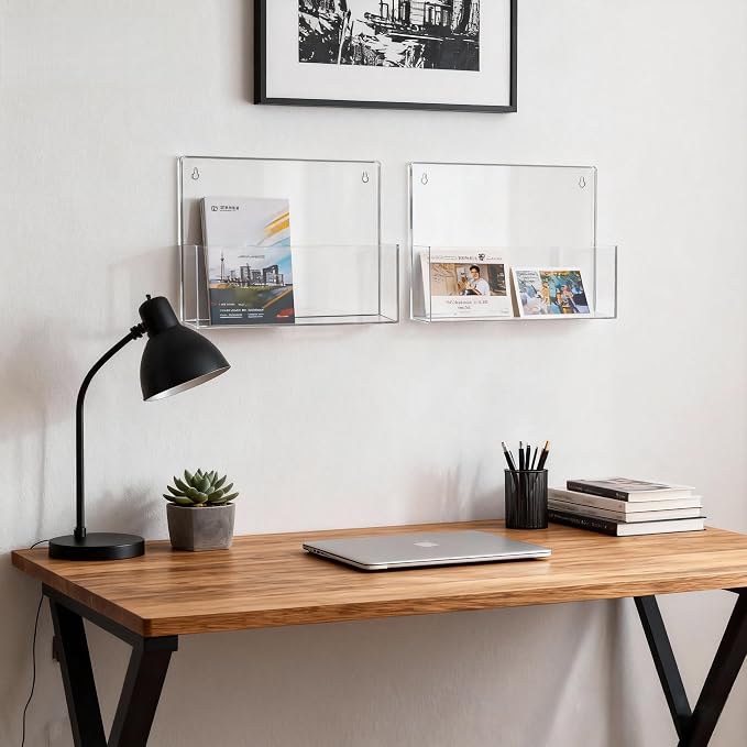 Clear Acrylic Single Pocket Wall Mount File Holders, Self-Adhesive Plastic - Image 3