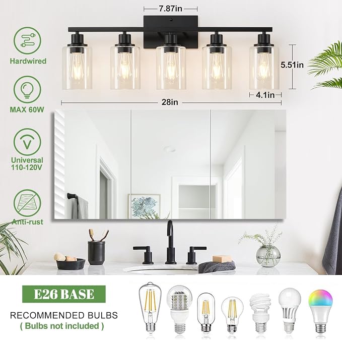 MOKATNG 5-Light Bathroom Light Fixtures, Vanity Light - Image 6