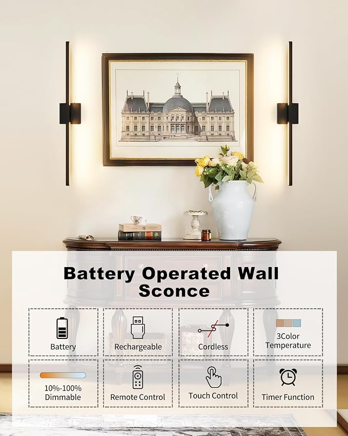 8000mAh Battery Operated Wall Sconce - Image 3