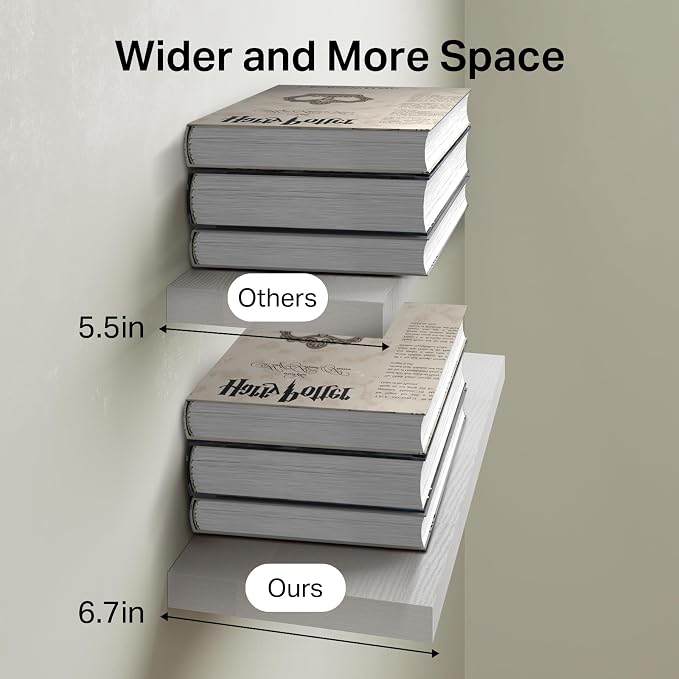 BAYKA White Floating Shelves for Wall, Rustic Wood Wall Shelves - Image 7