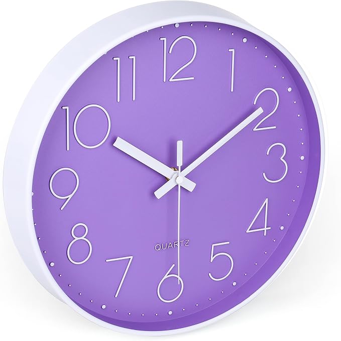 jomparis Purple Wall Clock 12 Inches Silent Quartz Wall Clock Lavender Decor - Image 5