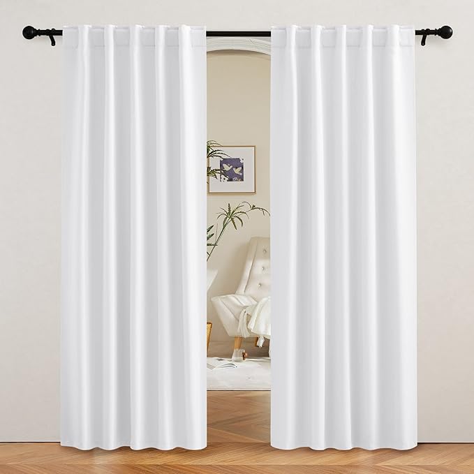 RYB HOME White Curtains for Living Room, Privacy Thermal Insulating Window by RYBHOME