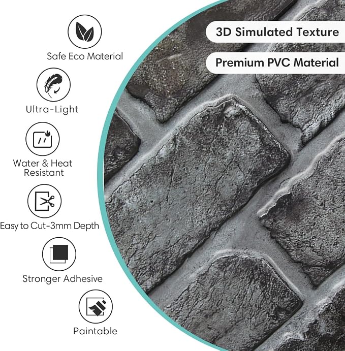 Commomy 3D Brick Wall Panels Peel and Stick - Image 3