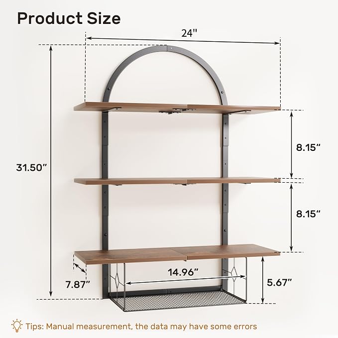 XLHOMO Floating Shelf for Wall- 31.5"x 24" 3+1 Tier Floating Shelves - Image 2