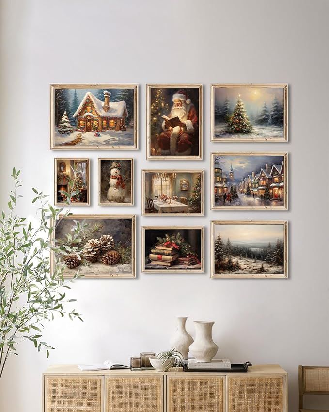KBKBART Christmas Wall Art Prints Set of 10, Winter Christmas Picture Wall - Image 9