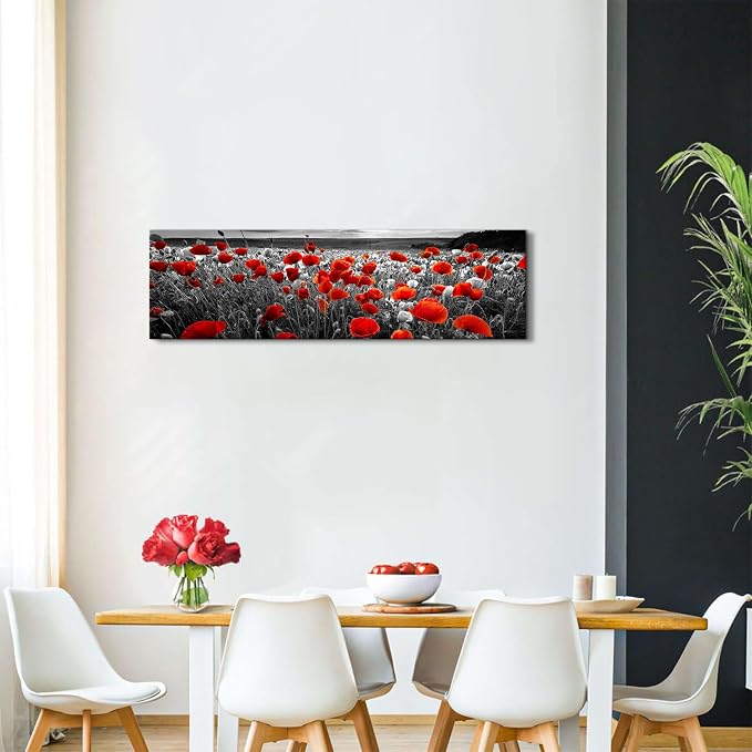 Nature Poppy Wall Art Red and Black Wall Decor Wildflower Field Landscape - Image 6