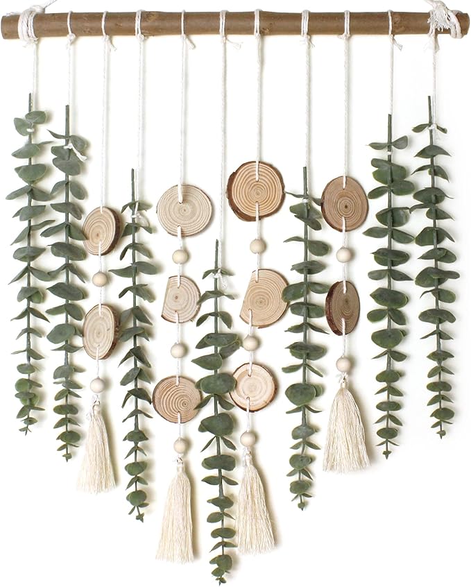 Artificial Eucalyptus Wall Decor Fake Greenery Leaves Stems Wall Hanging Plants by GIAUMA