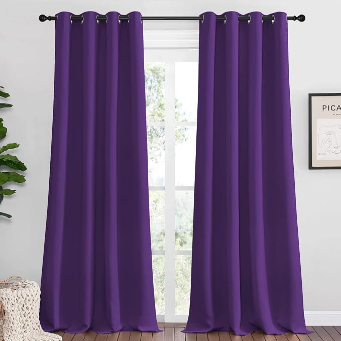 NICETOWN Royal Purple Blackout Curtains 102 inches Length by NICETOWN