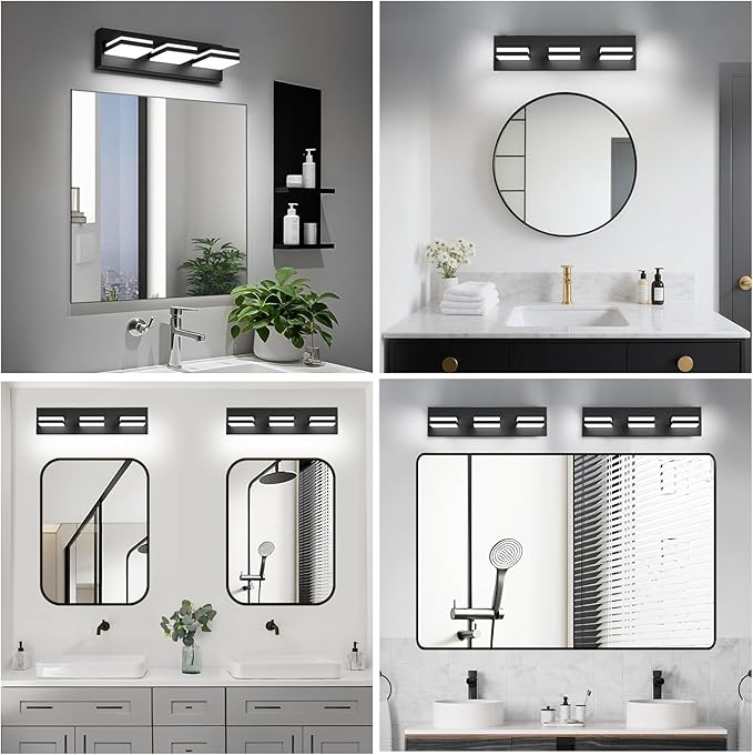 IZORRO LED Modern Bathroom Lights Fixtures, Matte Black Acrylic Wall Lighting - Image 5