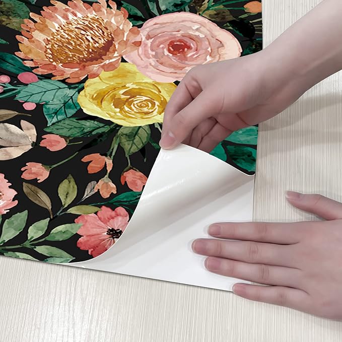 JiffDiff Floral Pattern Self-Adhesive Contact Paper, Oil and Water Resistant - Image 6