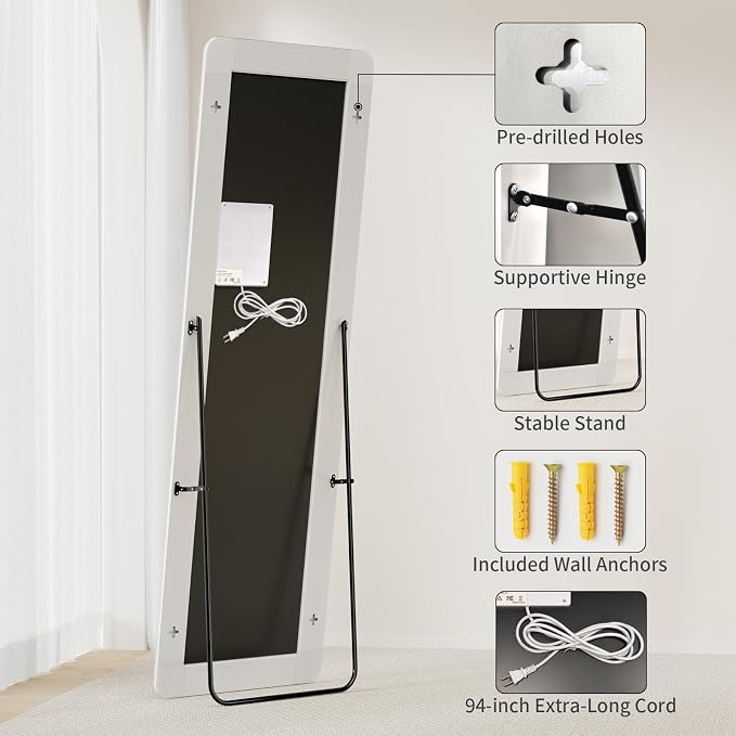 Koonmi Full Length Mirror with LED Lights, Big Mirror - Image 7