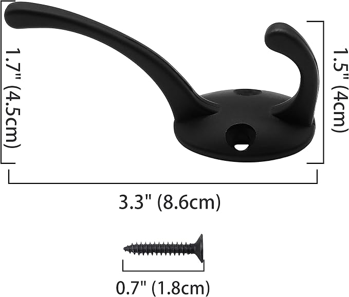 IBosins 12 Pack Black Coat Hooks Wall Mounted - Image 3