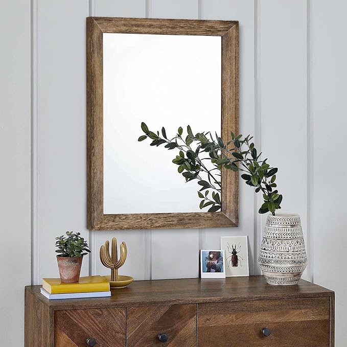 AAZZKANG Rustic Wood Mirror Rectangle Decorative Wall Mirrors - Image 3