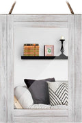 Rectangle Wall Mirror for Bathroom, Distressed White Wood Decor by DECORKEY
