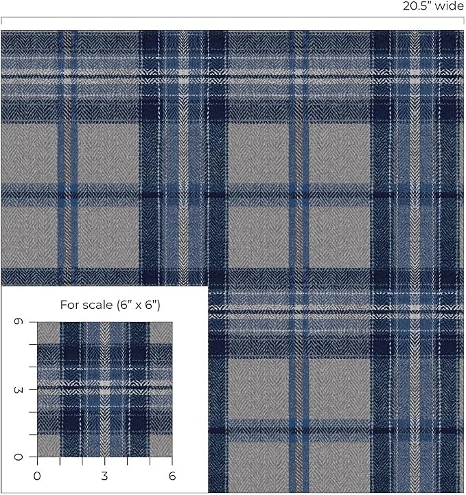 NextWall Harry & Grace Herringbone Plaid Premium Matte Non-Woven Peel and Stick - Image 7