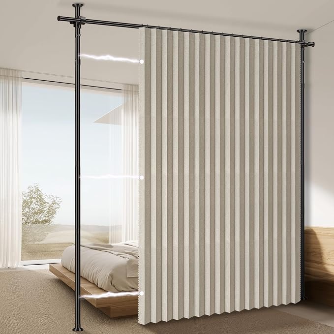 100% Blackout Room Divider Curtains Sets Cream White W100 x L84 in, 1 Panel by AJAZZ