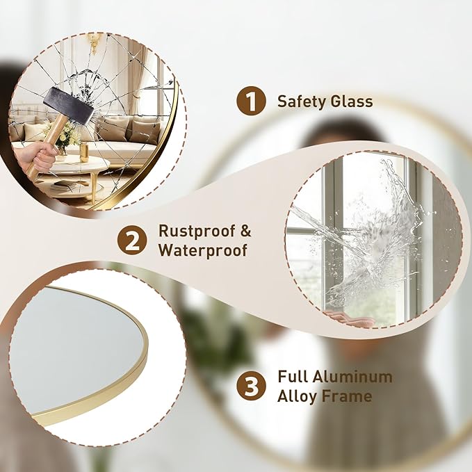 NEWBULIG 28 Inch Round Wall Mirror, Bathroom Mirror - Image 4