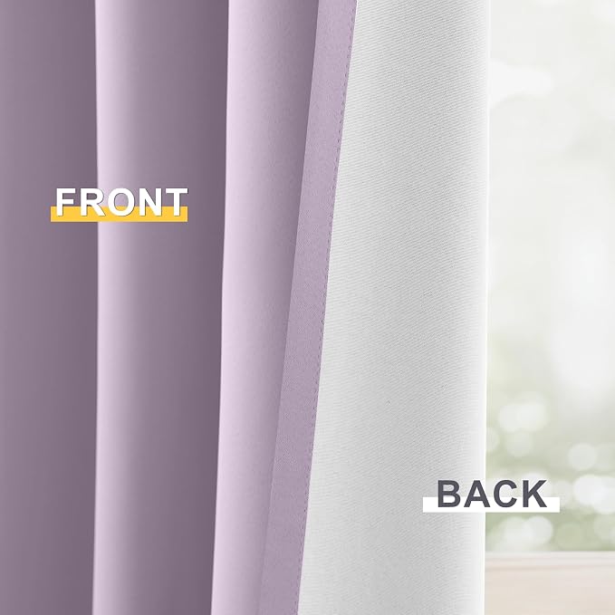 Yakamok 100% Blackout Curtain Panels 72 inches Cold and Light Blocking Drapes - Image 6