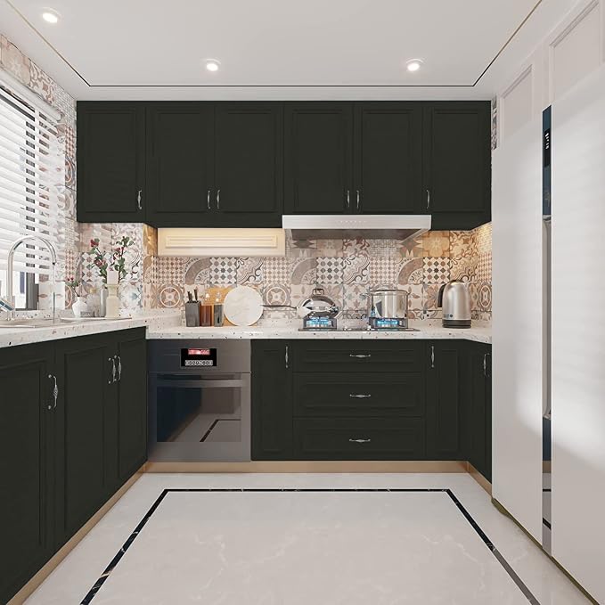 Yancorp 24"x394"/32.8'ft Matte Black Peel and Stick Wallpaper Removable Contact - Image 3