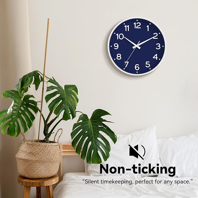 Roymnie Wall Clock 12 Inch Silent Wall Clocks Battery Operated- Modern Non - Image 4
