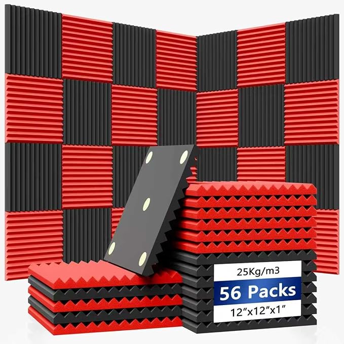 56 Pack Acoustic Foam Panels |1 "x12 "x12" Rapid Recovery Acoustic Wall Panels by Temgcuam
