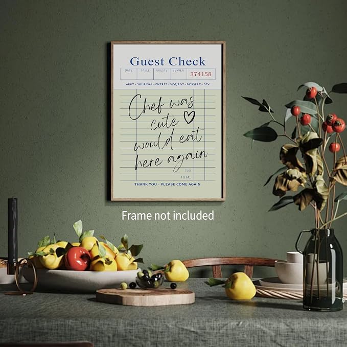 PDFI Trendy Kitchen Wall Art Guest Check Prints Chef Was Cute Would Eat Here - Image 6